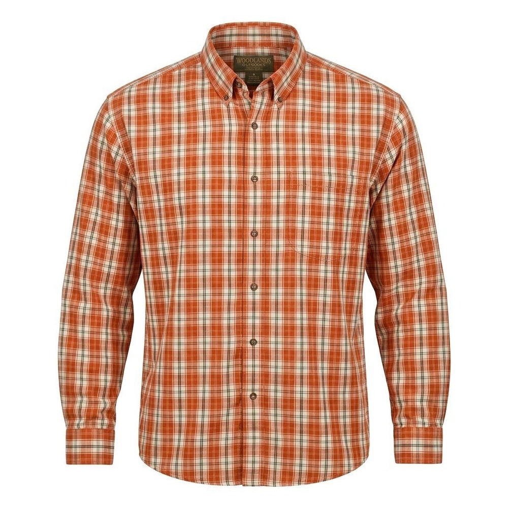 Morgan Creek Outfitters Mens XL Plaid Button Down Shirt Russet Orange